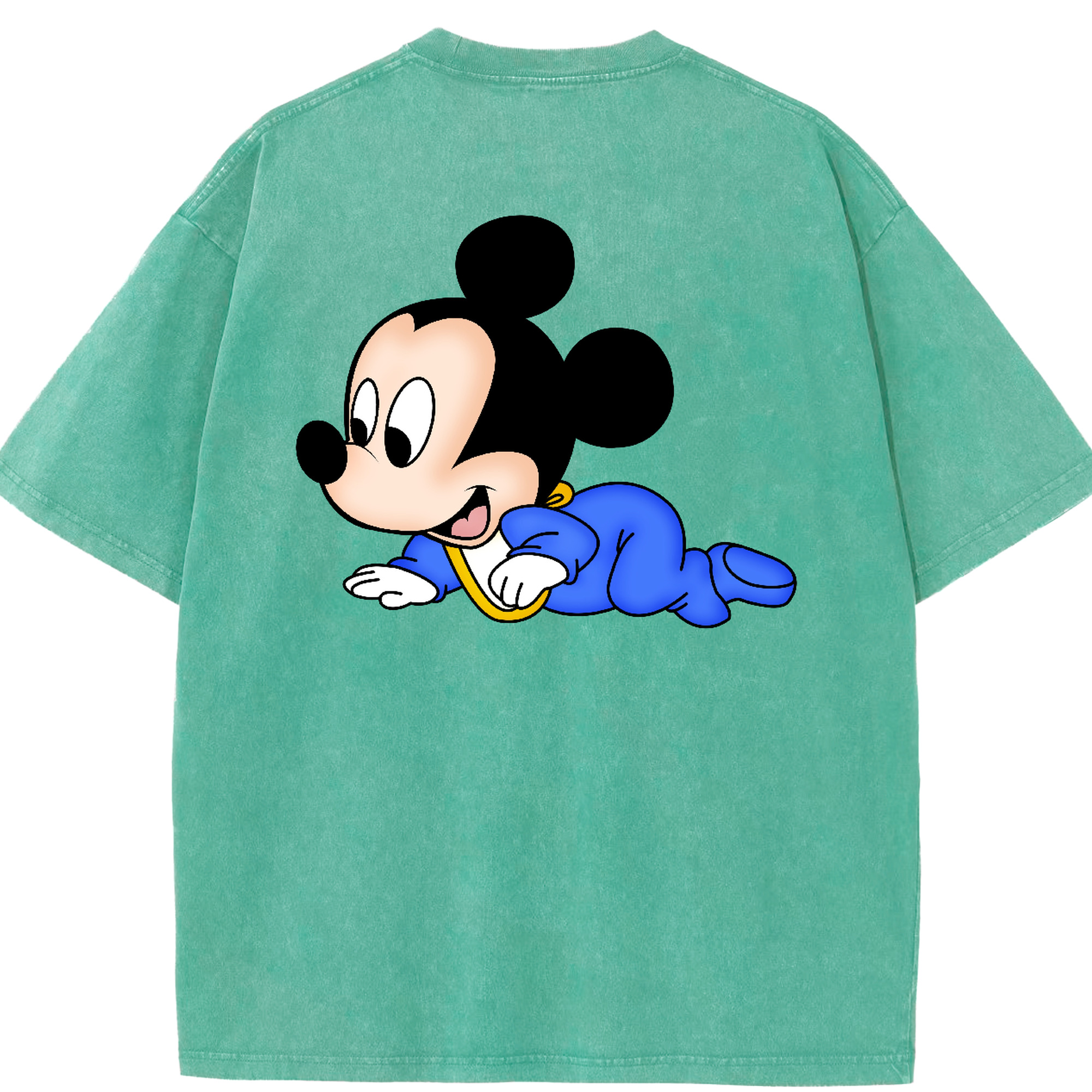 （画像用） ミッキーマウス Mickey Mouse 綿100% ヴィンテージ風 半袖Tシャツ（背面プリント）